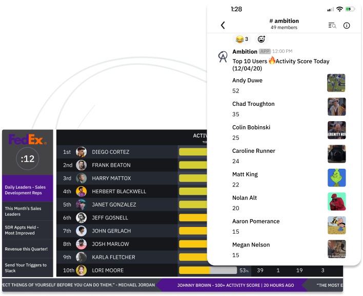 ambition sales leaderboards graphic